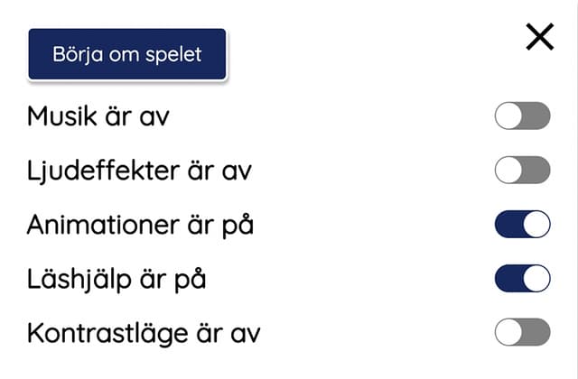 Bilden visar hur dialogrutan för inställningar ser ut